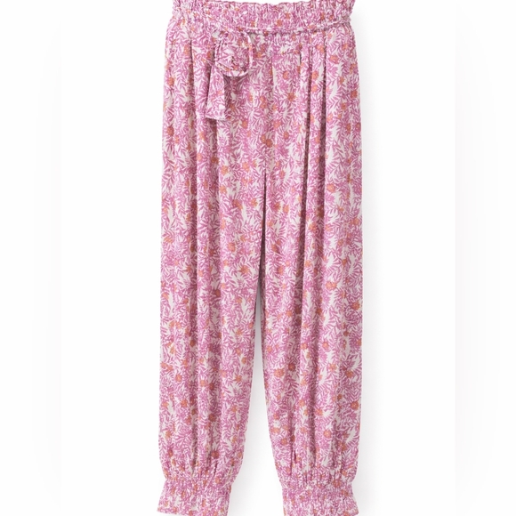 Anthropologie Pants - Anthropologie Pink Floral Boho Smocked Jogger Pants Flowy Sz Small